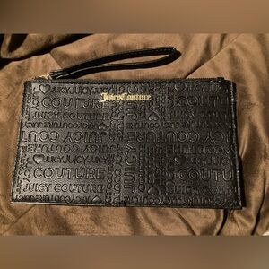 Juicy Couture Embossed Black and Gold large wristlet